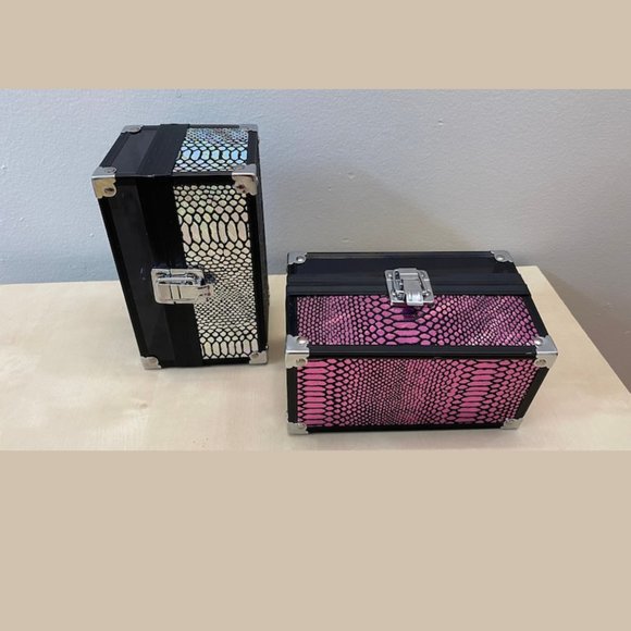 Tow Jewelry Travel Box Plastic and Metal Cases ,Handle and Metal Hasp Latch,Port - Picture 1 of 10